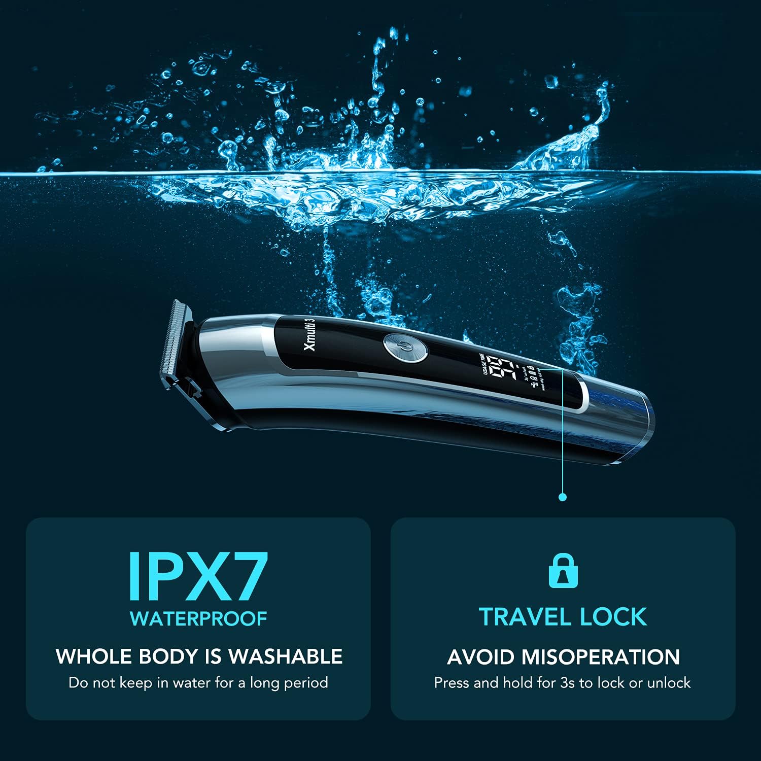 Electric Beard Trimmer, All-in-1 Multi-Grooming Hair Trimmer Kit, Cordless Clippers with Waterproof X25855