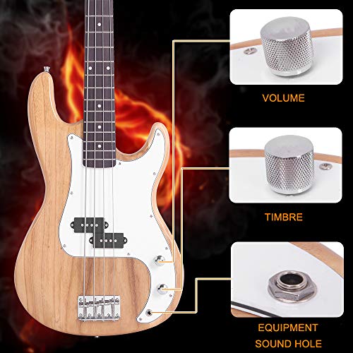 Full Size Electric Bass Guitar 4 String Canadian Maple Fingerboard with Cable, Strap, Bag and Accessories (White) Y2718