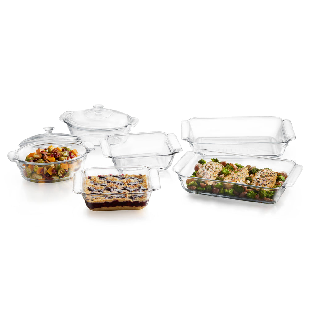 6-Piece Glass Casserole Baking Dish Set with 2 Covers S464