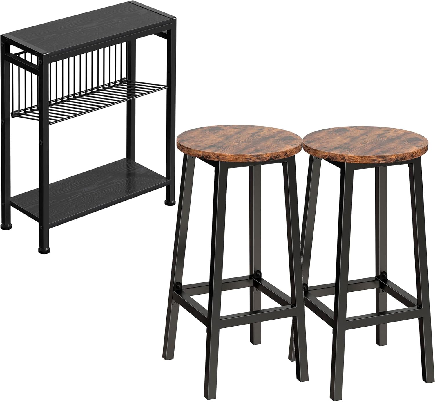 3-Tier Narrow Side Table with Magazine Holder A242