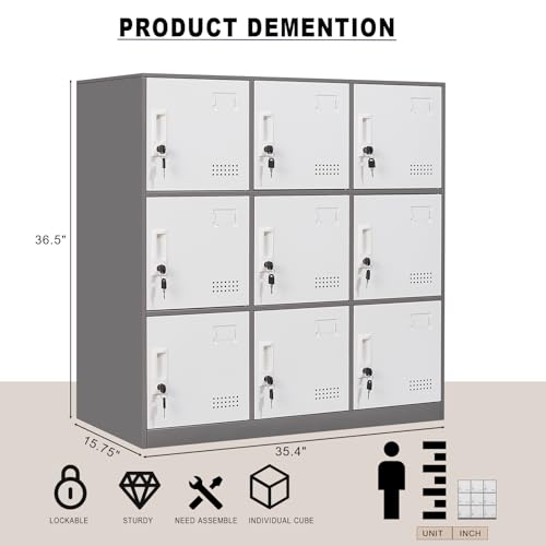 9 Door Grey & White Steel Locker E28197