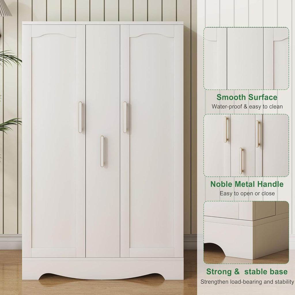 White Kitchen Pantry Cabinet with Drawer and Adjustable Shelves E961