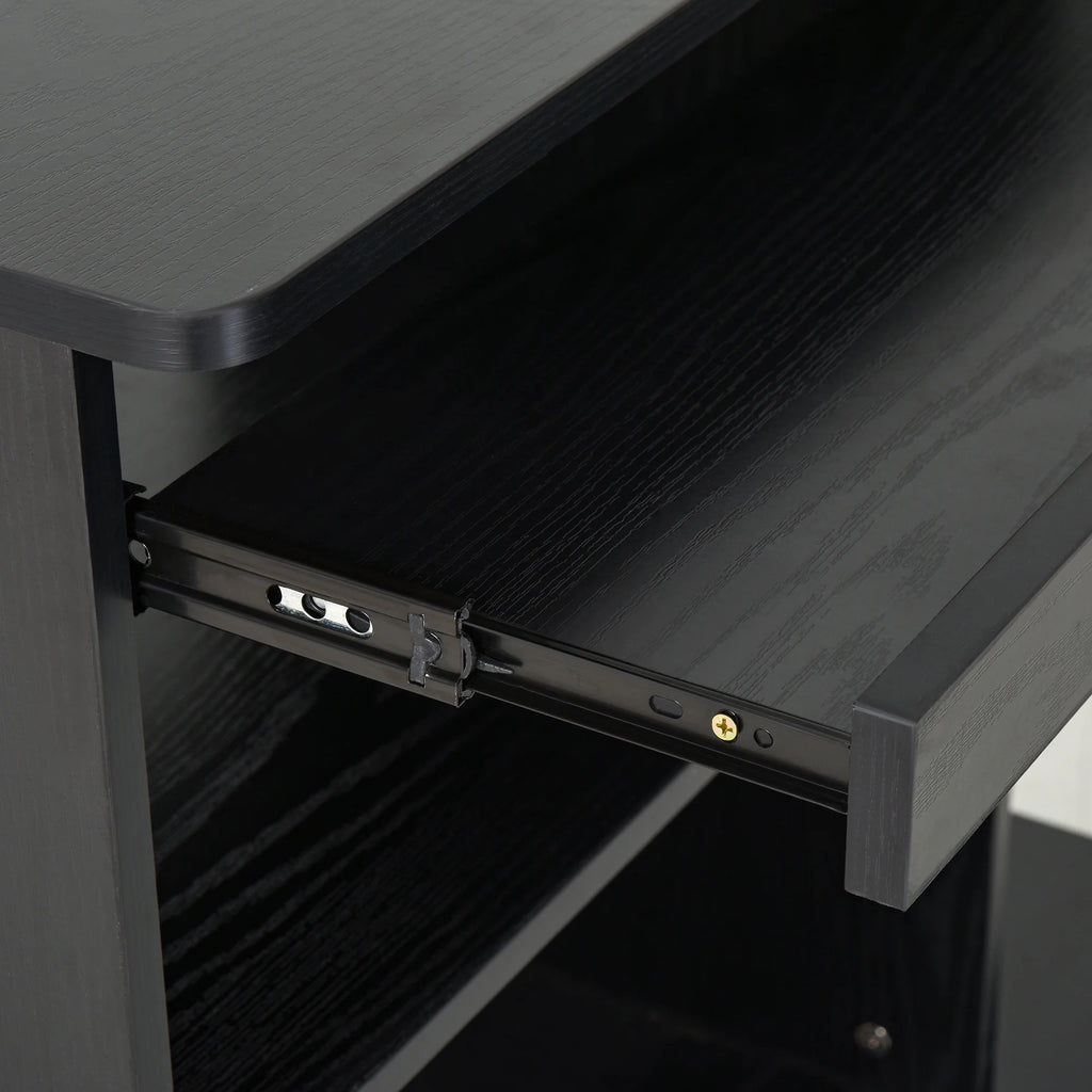 Black Mobile Computer Desk with Keyboard Tray K231