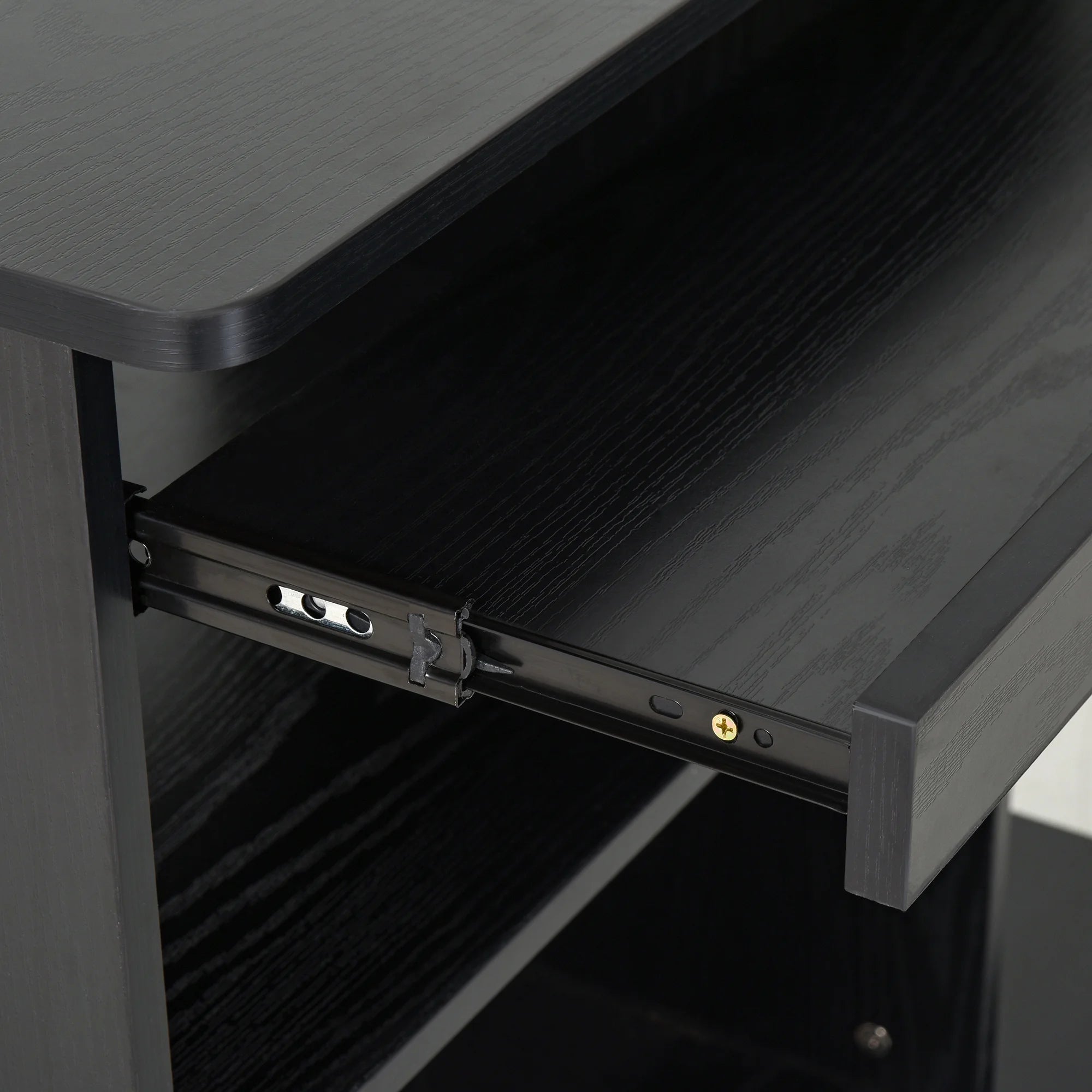 Black Mobile Computer Desk with Keyboard Tray K231