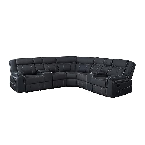 Oversized Manual Motion Recliner 3 Seaters Sofa with LED Strips, USB Ports, Power Sockets and Drop-down Cup Holders H517081