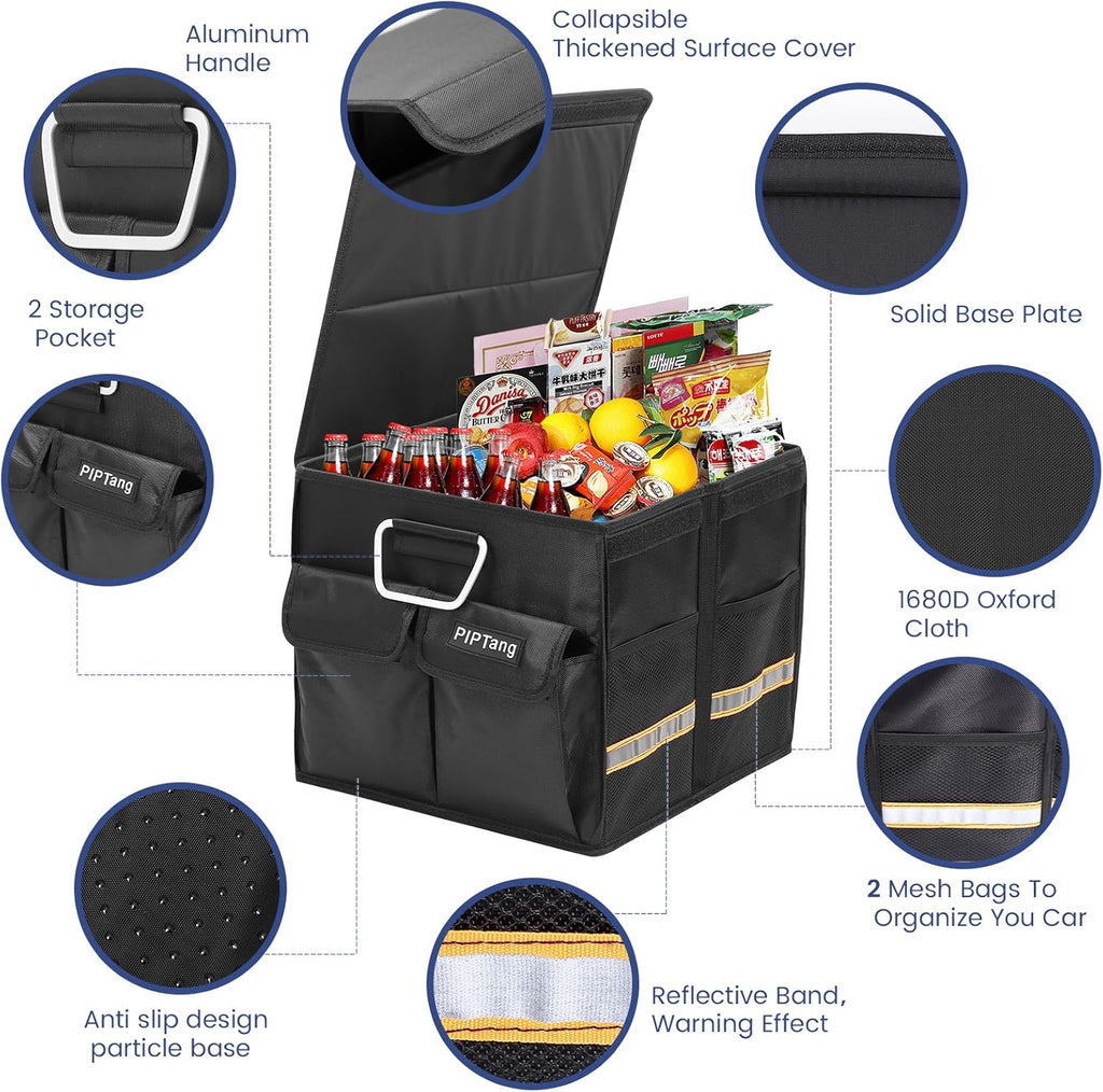Black 35cm 36L Collapsible Car Trunk Organizer with Lid O908