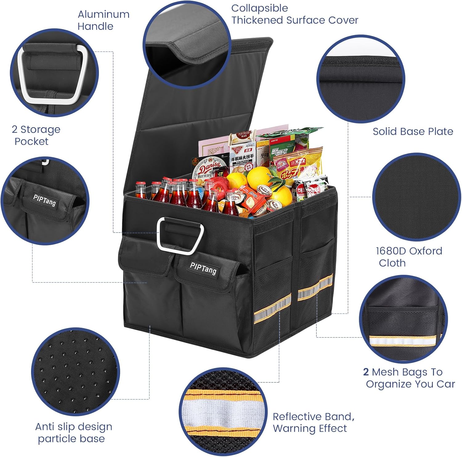 Black 35cm 36L Collapsible Car Trunk Organizer with Lid O908