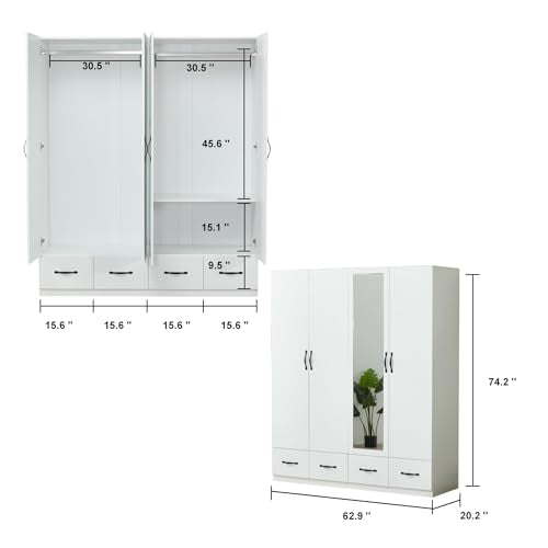 Gray Wood Armoire Wardrobe with 3 Drawers U997530