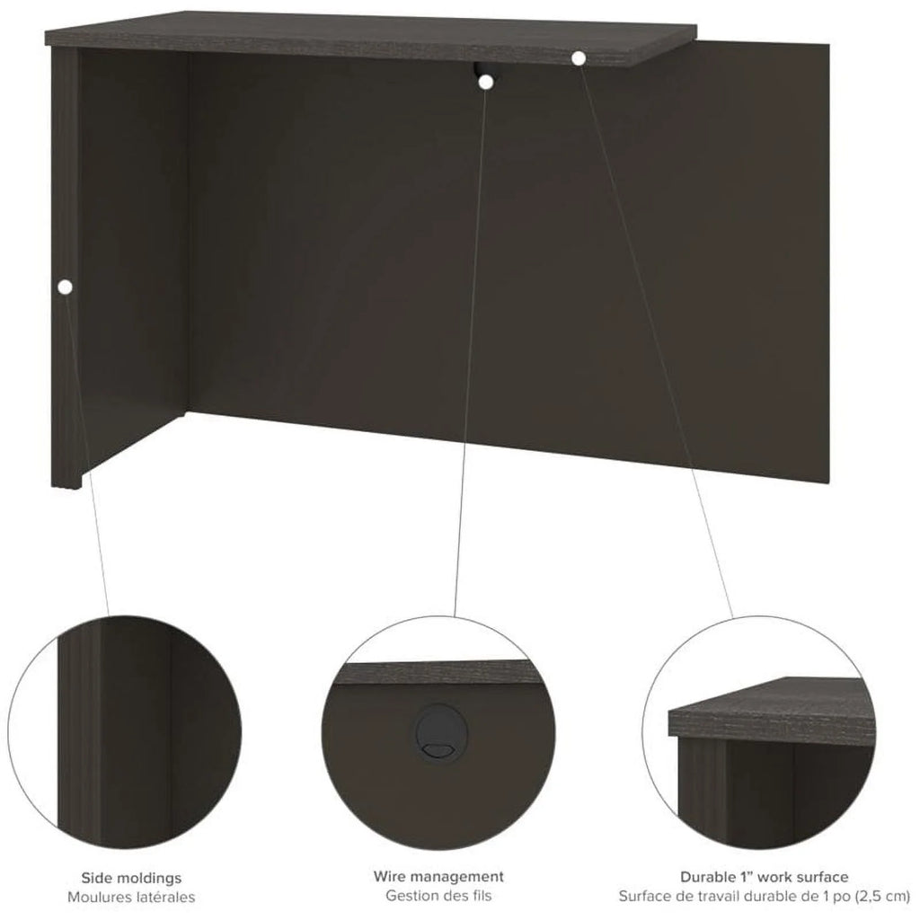 6 Piece Wood L Shaped Computer Desk with Hutch in Bark Gray M5284