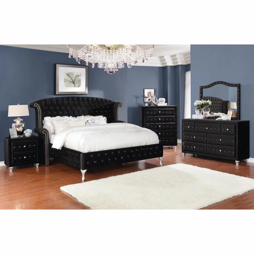 Gray Tufted Velvet Upholstered King Bed L83289