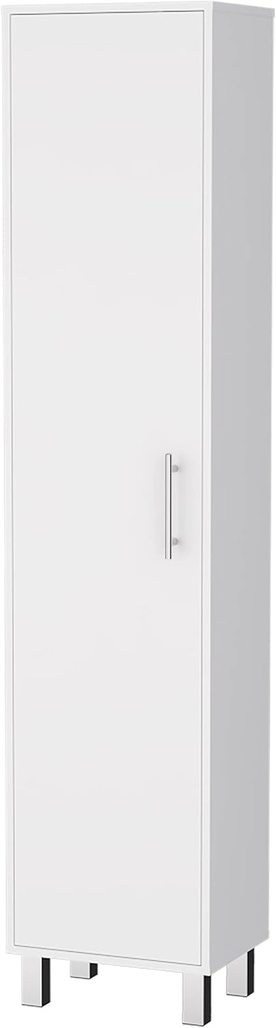 White Single Door Tall Storage Cabinet L345109