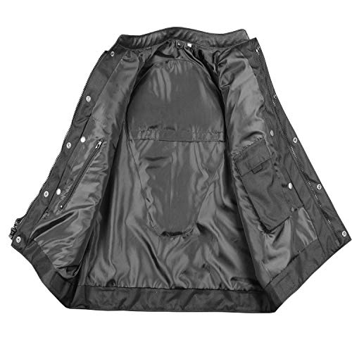 Men's Leather Motorcycle Biker Vest with Armor O288