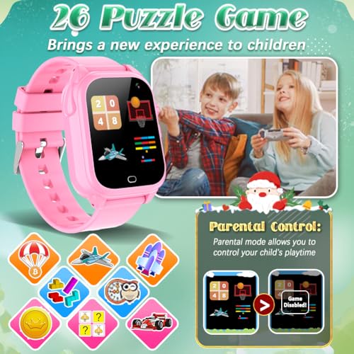 Kids Waterproof Smart Watch with 26 Games Camera 1.44" Touchscreen M61264