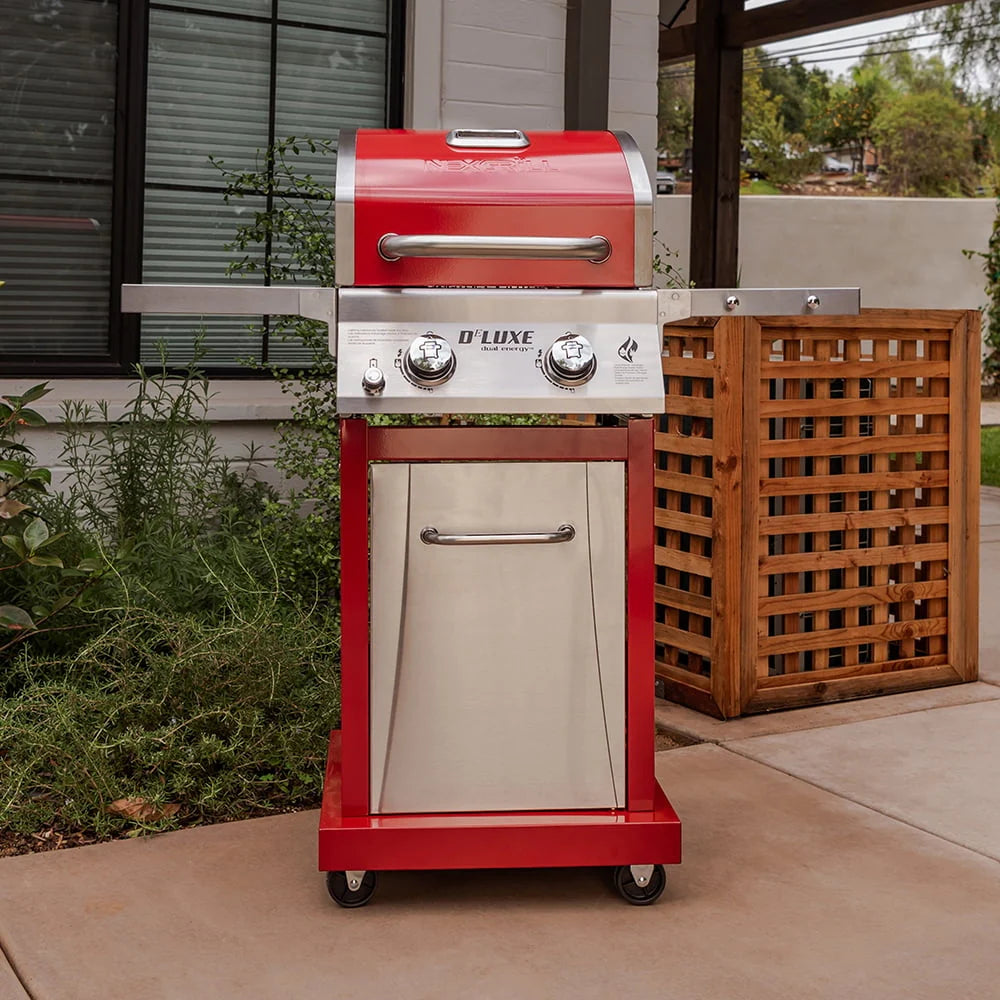 Silver & Black 2-Burner Propane Gas Grill with 2 Foldable Shelves U296237