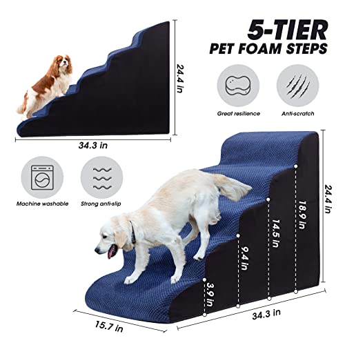 Chocolate Brown 5 Tier Non-Slip Pet Stairs R73319