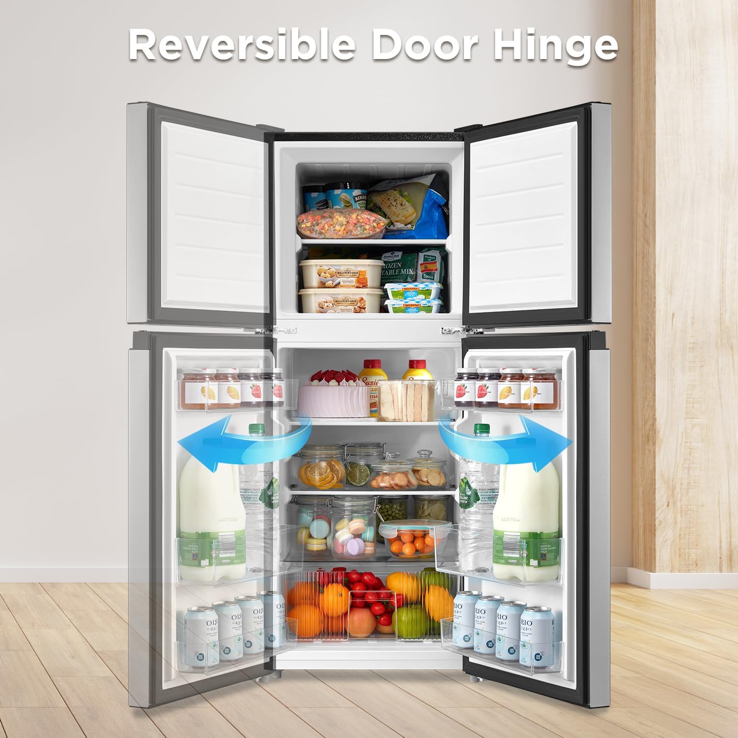 4.5 Cu Ft Double Door Stainless Steel Compact Refrigerator J1637