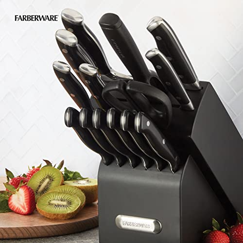 15-Piece High Carbon-Stainless Steel Knife Set with Wood Block D16699