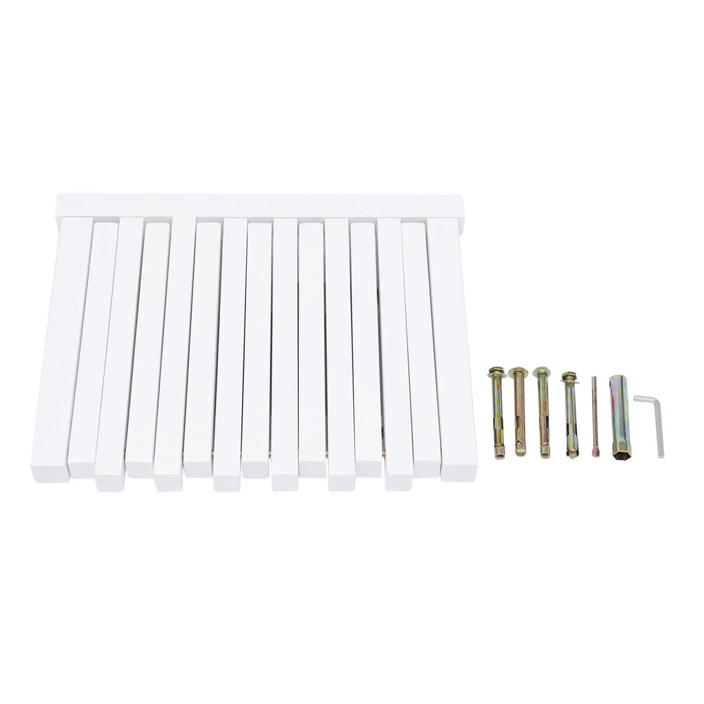 White Rubber Wood Wall Mounted Folding Stool Bench K908