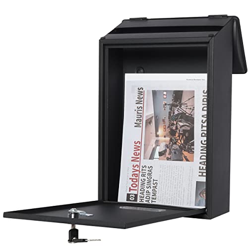 Black Wall Mounted Locking Mailbox with Key Lock L981112