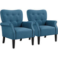 Navy Blue Upholstered Accent Chair with Wooden Leg E2860