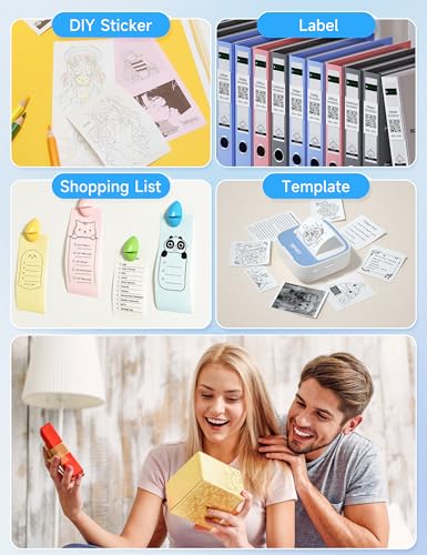 Grey Portable Thermal Sticker Printer with 1 Roll Sticker Paper L2499