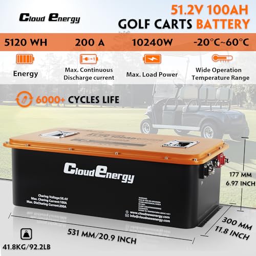 LiFePO4 Lithium Golf Cart Battery 48V 60AH 200A BMS P6193
