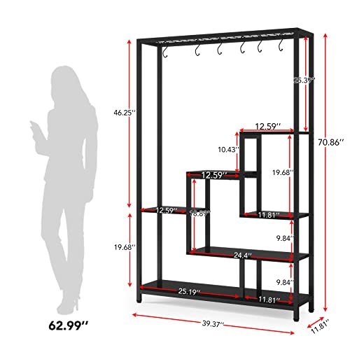 5-Tier Tall Metal Plant Stand, 70.9”, Black Z573435