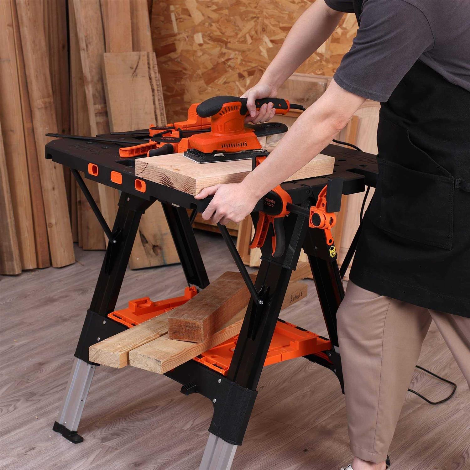 Portable Folding Work Table 2-in-1 Sawhorse Workbench K79723