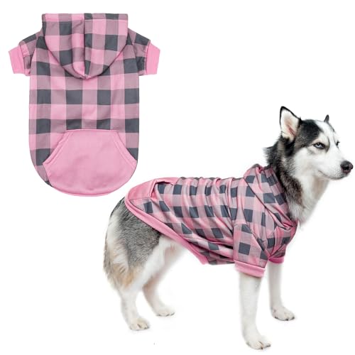 Red Plaid Dog Hoodie with Hat and Pocket U28472