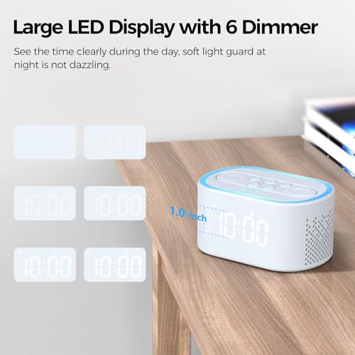 Blue Digital Alarm Clock with White Noise Sound Machine W693