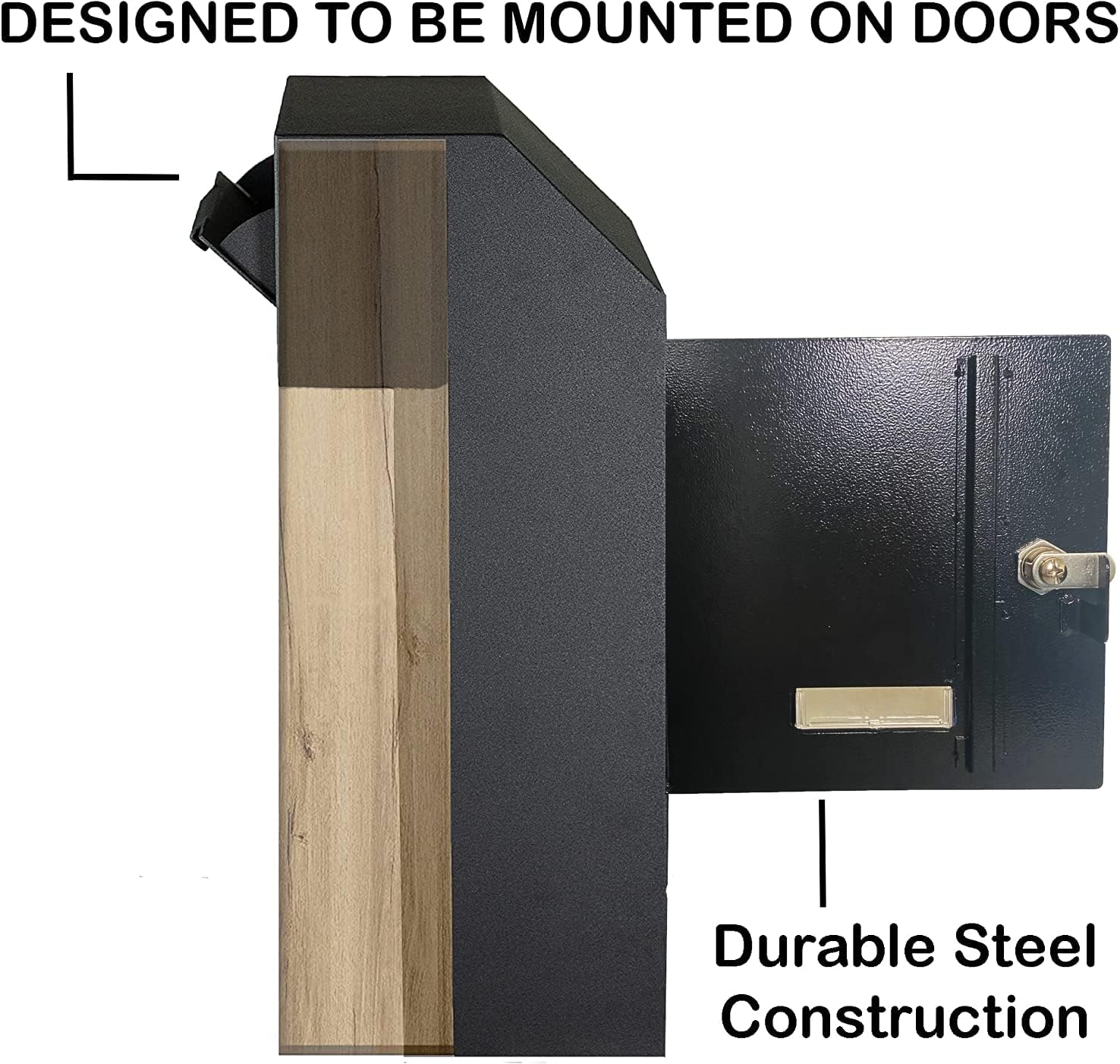 Through The Door Locking Steel Mailbox with Rear Access (Black) J24190