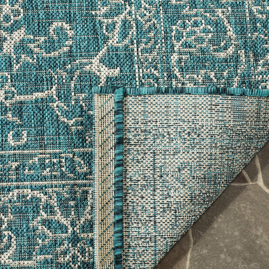 6'7" x 9'6" Turquoise Area Rug W2508