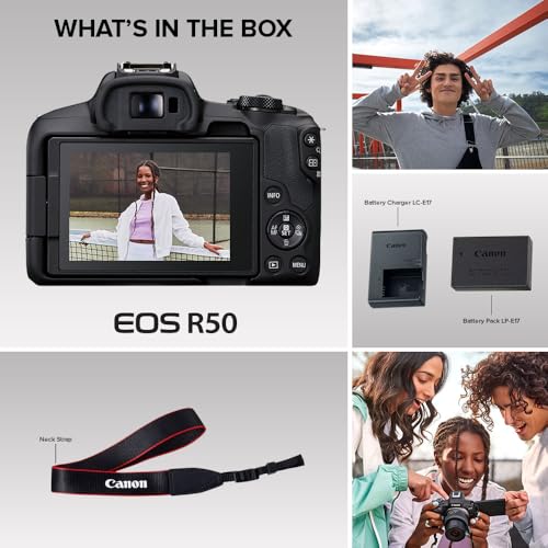 Black Mirrorless Camera with RF-S18-45mm Lens Kit, 24.2 Megapixel CMOS Sensor, 4K Video A36246