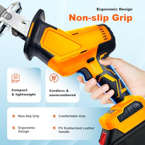 Brushless Motor Electric Meat and Bone Saw, 3000mAh Handheld Butchering Tool with 3 Blades S36920