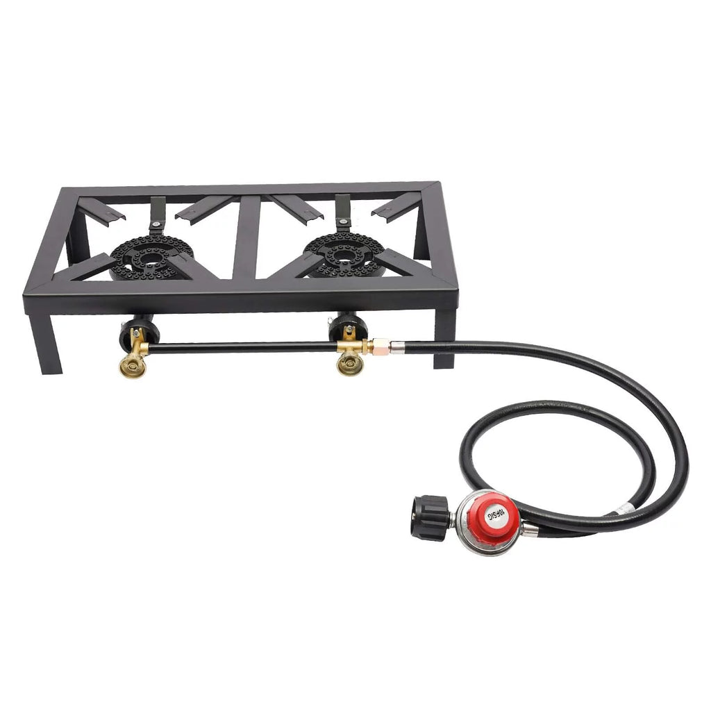 Double Propane Gas Burner Stove with Regulator Hose V874387