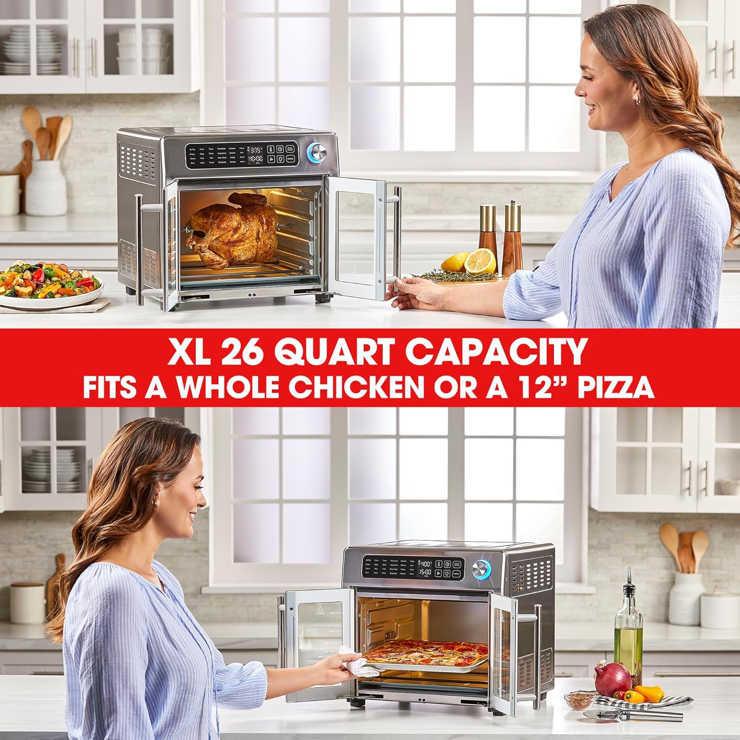 26 QT Extra Large Air Fryer Convection Toaster Oven with French Doors Stainless Steel G6896