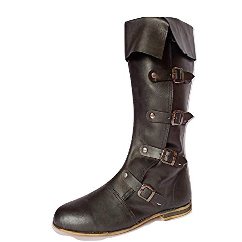 Medieval Leather Boots 4 Buckle Long Boot C5211