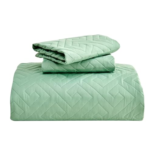 Oversized King Blue Reversible Lightweight Quilted Coverlet Set 1 Quilt 2 Pillow Shams Y418