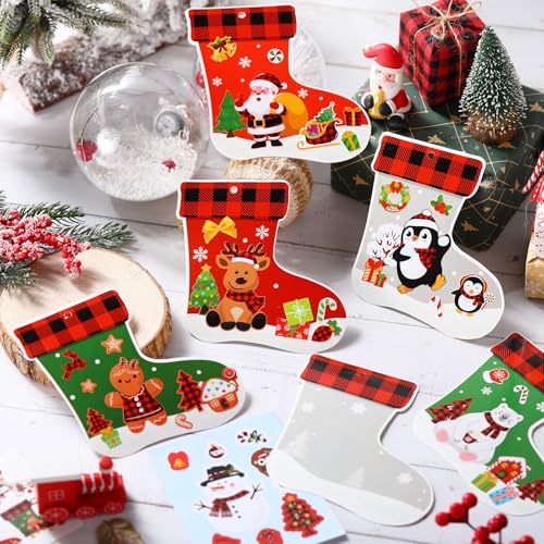 48 Pcs Christmas Craft Kits Stockings Ornaments Kit DIY Cutouts W1962