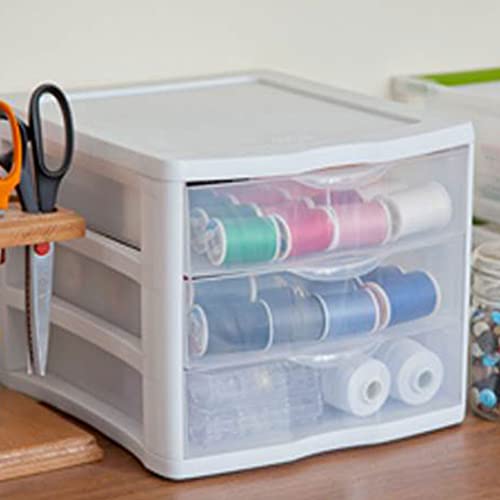 ClearView Compact Stacking 3 Drawer Storage Organizer System, White (8 Pack) I65373