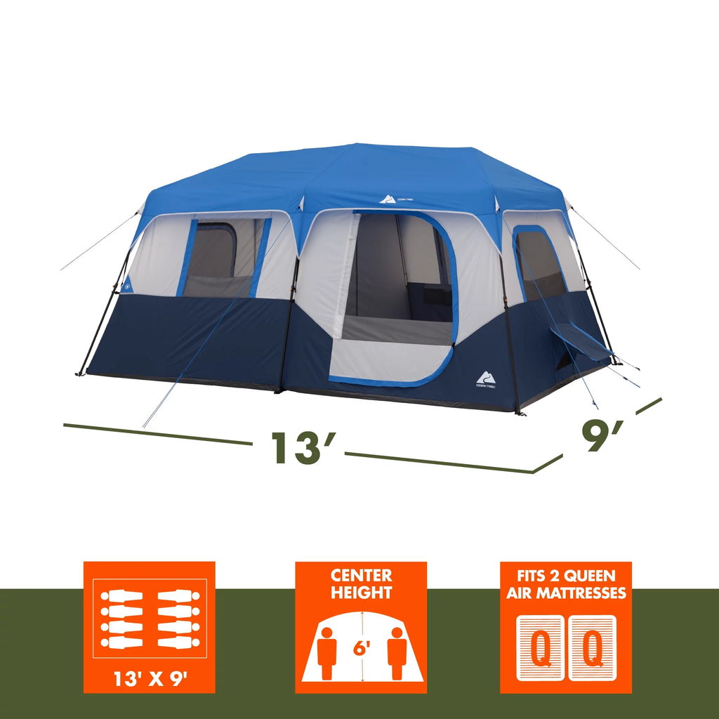 13' x 9' 8-Person Cabin Tent with LED Lighted Poles Q63192