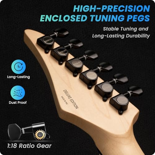 Black Solid Body Electric Guitar with 24 Frets R5356