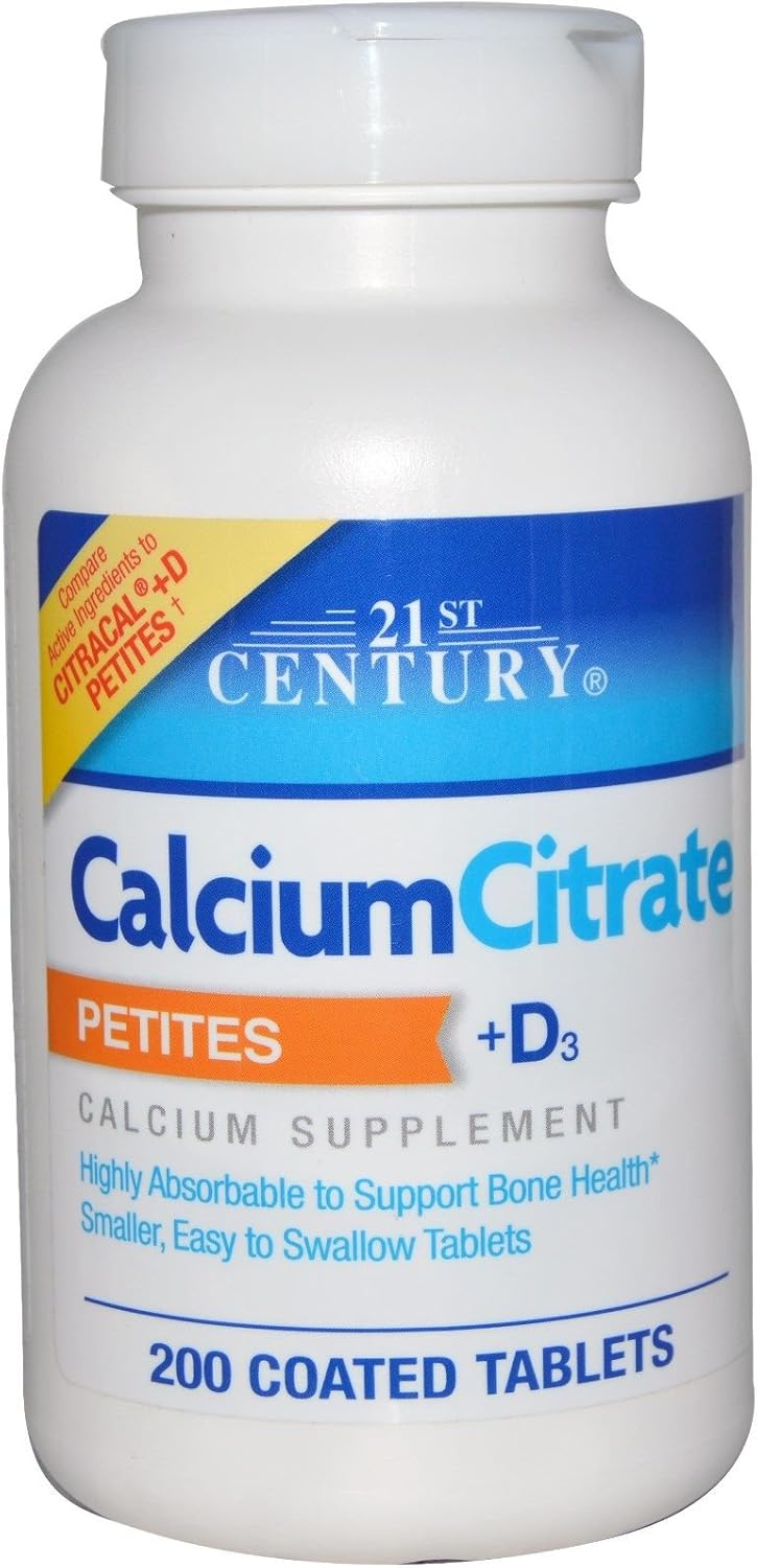 200 Tablets Calcium Citrate Petites with D3 Coated Tablets, Pack of 6 T204