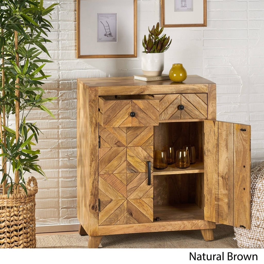 Natural Brown Mango Wood 2 Door 2 Drawer Cabinet Q757814