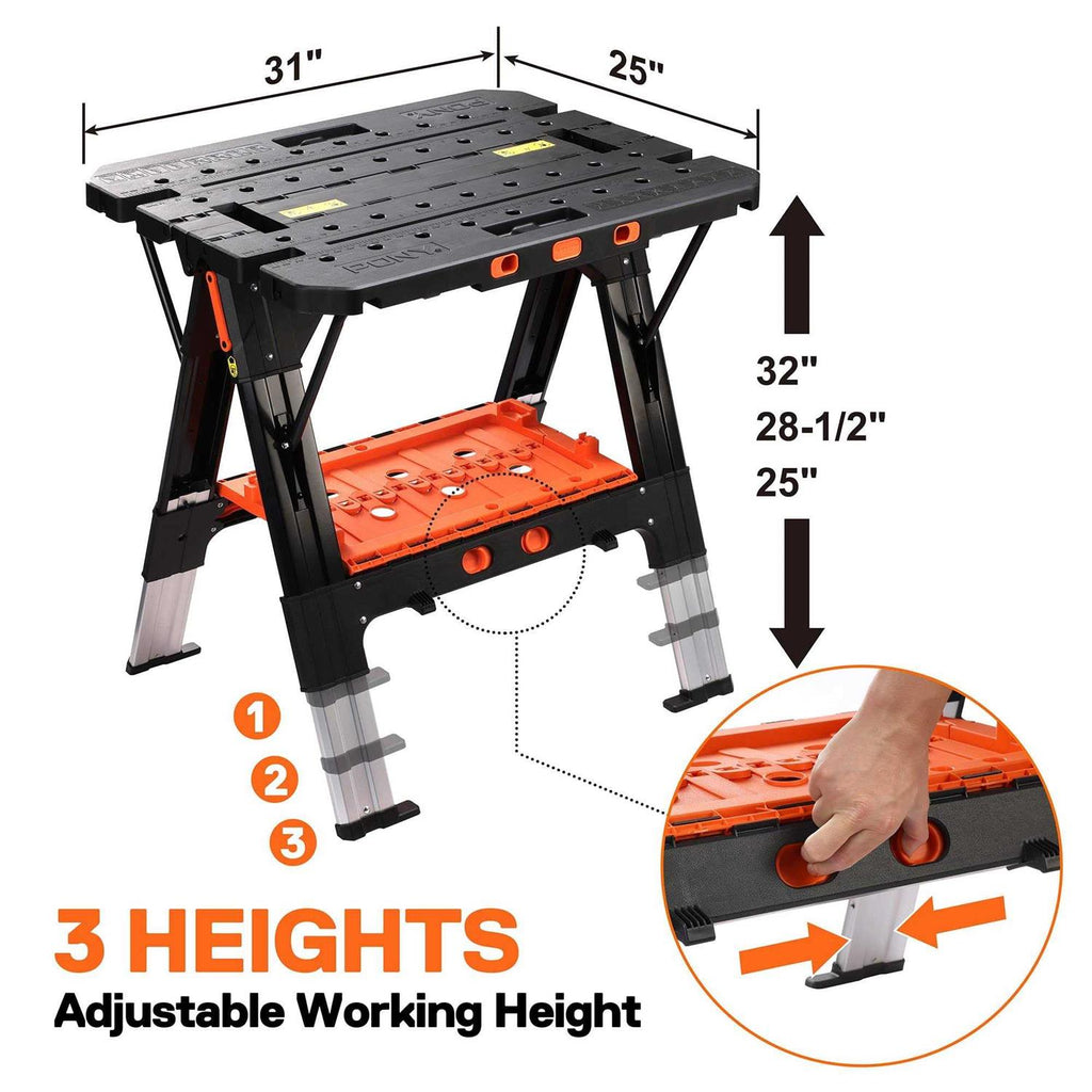 Portable Folding Work Table 2-in-1 Sawhorse Workbench K79723