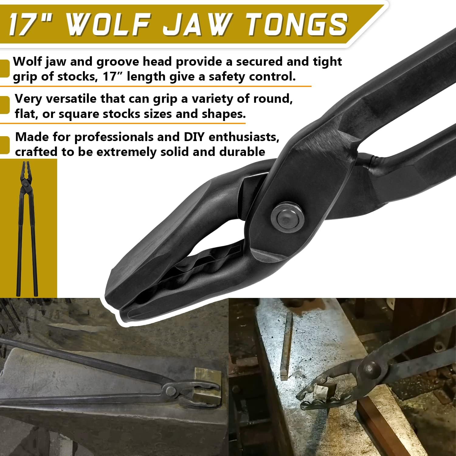 17” Wolf Jaw Tongs and Hammer Tool Set O1940