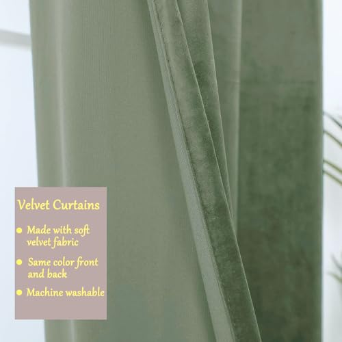 Taupe Velvet Blackout Curtain Panels 96 inches 2 Panels Q322457