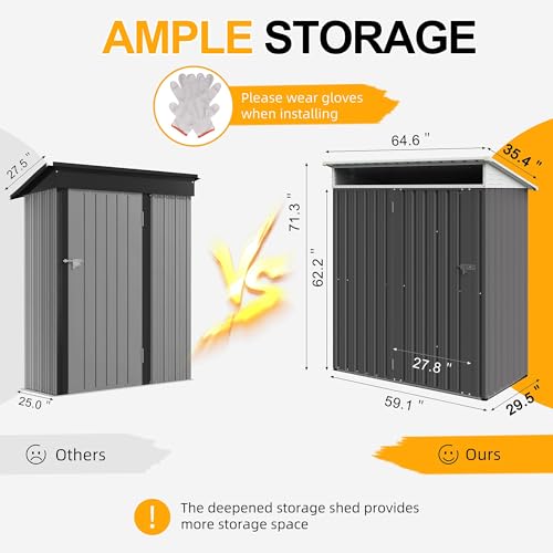 5x3 FT Outdoor Storage Shed with Window, Slate Gray C795737