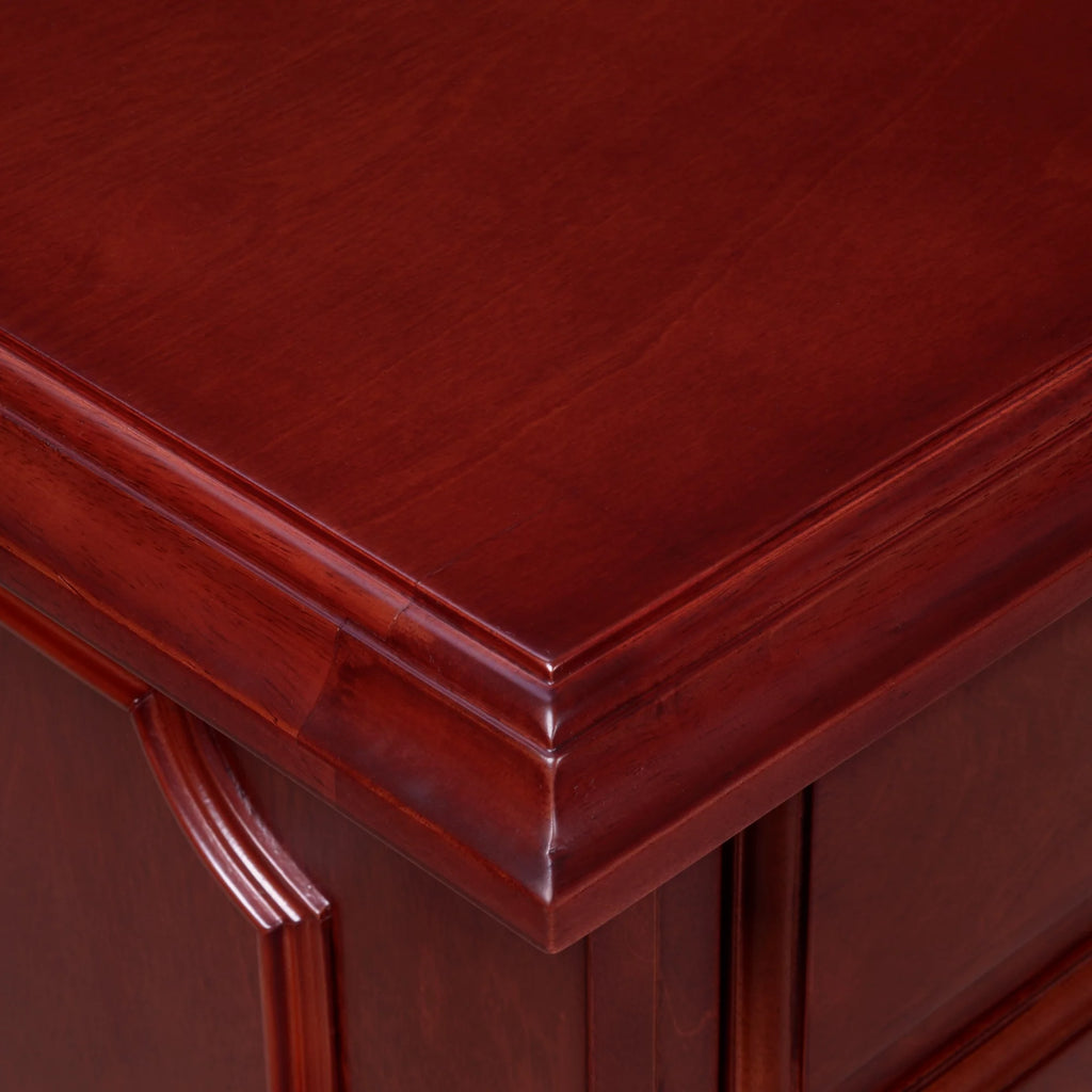 Mahogany L Shape Desk with Double Pedestal Drawer Unit A18701