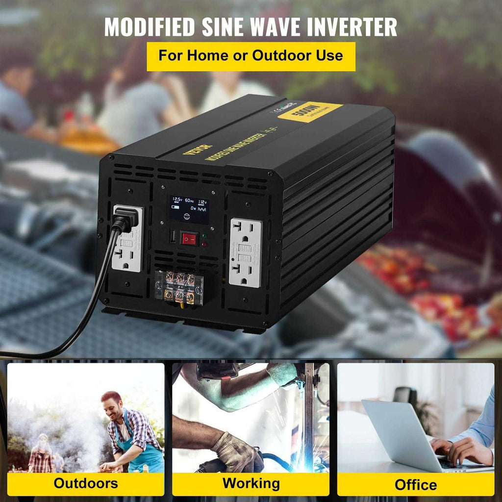 5000W Modified Sine Wave Power Inverter DC 12V to AC 110V with LCD Display G5757